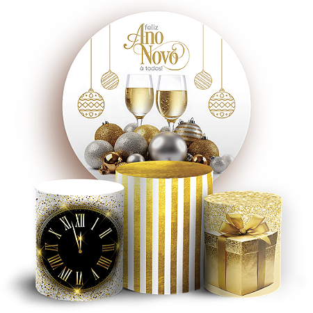 Capas Painel Redondo e Trio Cilindro Sublimado - Ano Novo