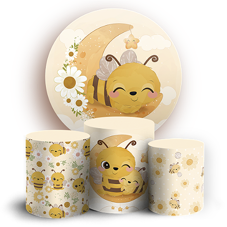 Capas Painel Redondo e Trio Cilindro Sublimado - Abelha