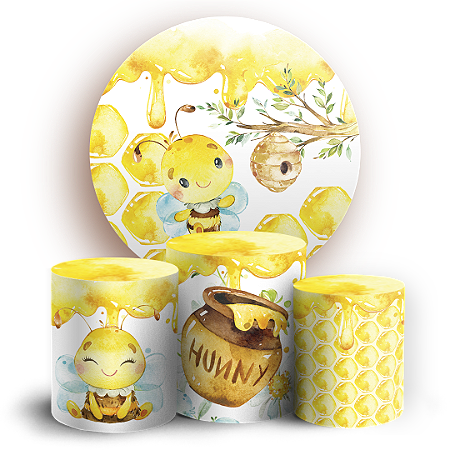 Capas Painel Redondo e Trio Cilindro Sublimado - Abelha