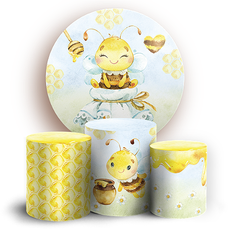 Capas Painel Redondo e Trio Cilindro Sublimado - Abelha