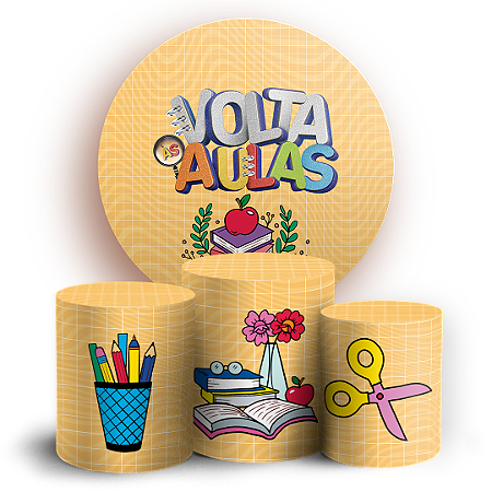Capas Painel Redondo e Trio Cilindro Sublimado - Volta as Aulas