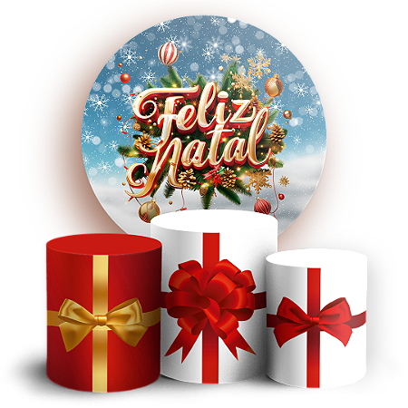 Capas Painel Redondo e Trio Cilindro Sublimado - Natal
