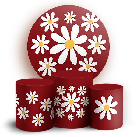 Capas Painel Redondo e Trio Cilindro Sublimado - Flor Margarida