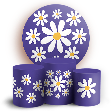 Capas Painel Redondo e Trio Cilindro Sublimado - Flor Margarida