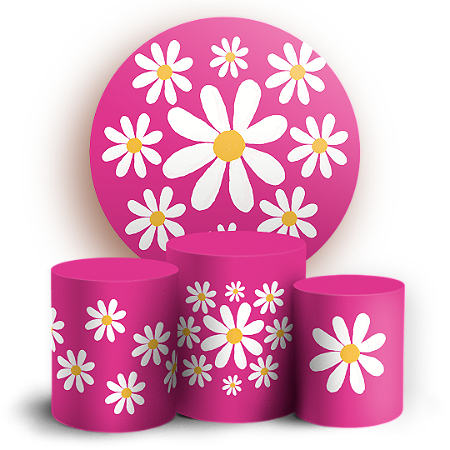 Capas Painel Redondo e Trio Cilindro Sublimado - Flor Margarida