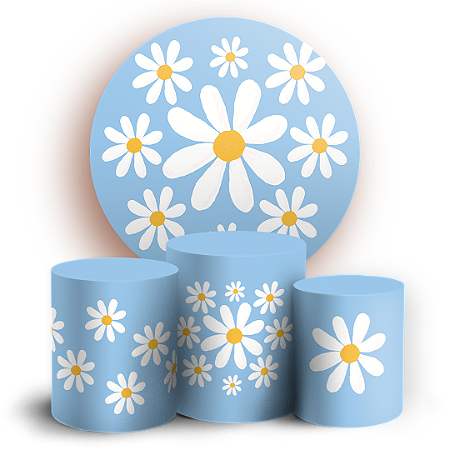 Capas Painel Redondo e Trio Cilindro Sublimado - Flor Margarida