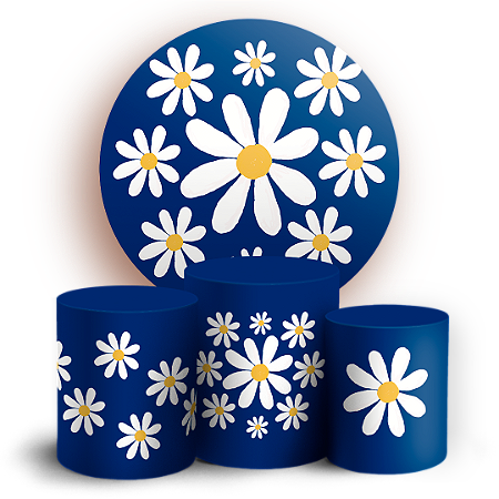 Capas Painel Redondo e Trio Cilindro Sublimado - Flor Margarida