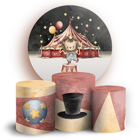 Capas Painel Redondo e Trio Cilindro Sublimado - Circo