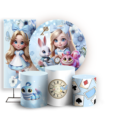 Capas Painel Redondo Trio Cilindro e Faixa Lateral Sublimado - Alice