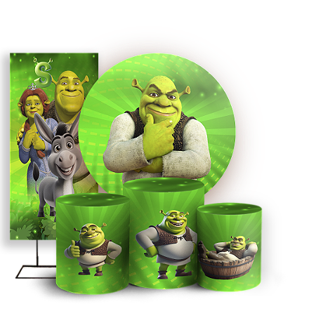 Capas Painel Redondo Trio Cilindro e Faixa Lateral Sublimado - Shrek
