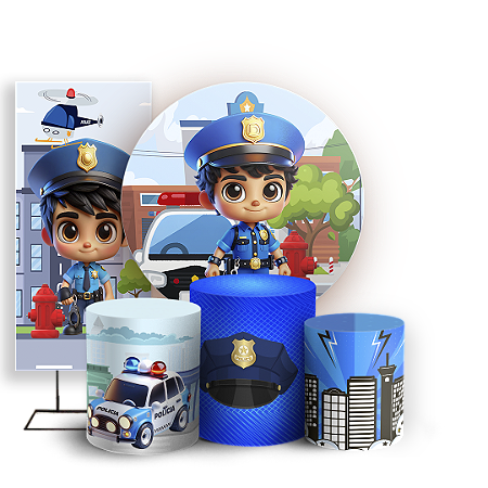 Capas Painel Redondo Trio Cilindro e Faixa Lateral Sublimado - Polícia