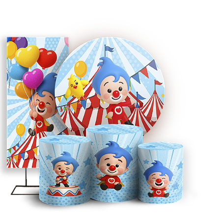 Capas Painel Redondo Trio Cilindro e Faixa Lateral Sublimado - Plim Plim