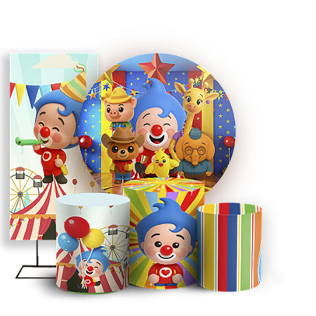 Capas Painel Redondo Trio Cilindro e Faixa Lateral Sublimado - Plim Plim