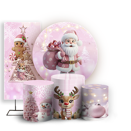 Capas Painel Redondo Trio Cilindro e Faixa Lateral Sublimado - Natal