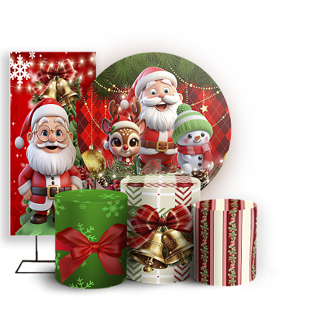 Capas Painel Redondo Trio Cilindro e Faixa Lateral Sublimado - Natal