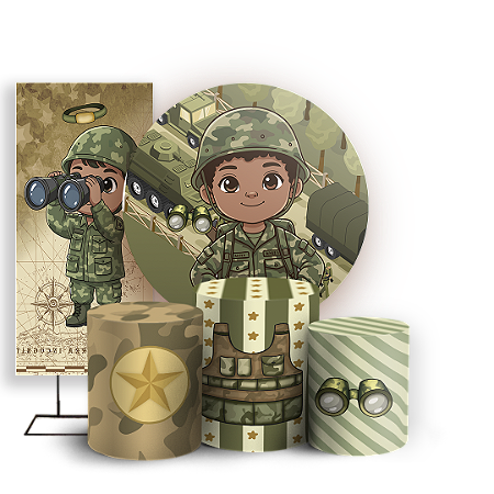 Capas Painel Redondo Trio Cilindro e Faixa Lateral Sublimado - Exército