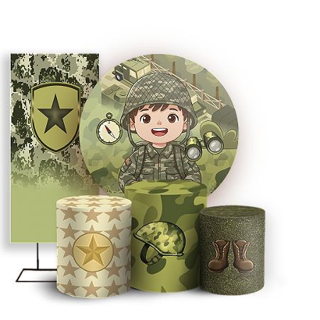 Capas Painel Redondo Trio Cilindro e Faixa Lateral Sublimado - Exército