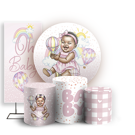 Capas Painel Redondo Trio Cilindro e Faixa Lateral Sublimado - Criança Baby