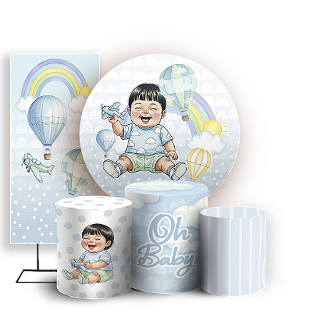 Capas Painel Redondo Trio Cilindro e Faixa Lateral Sublimado - Criança Baby