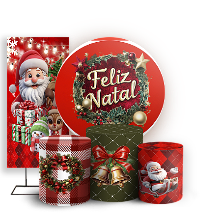 Capas Painel Redondo Trio Cilindro e Faixa Lateral Sublimado - Ano Novo
