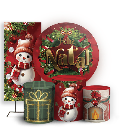 Capas Painel Redondo Trio Cilindro e Faixa Lateral Sublimado - Natal