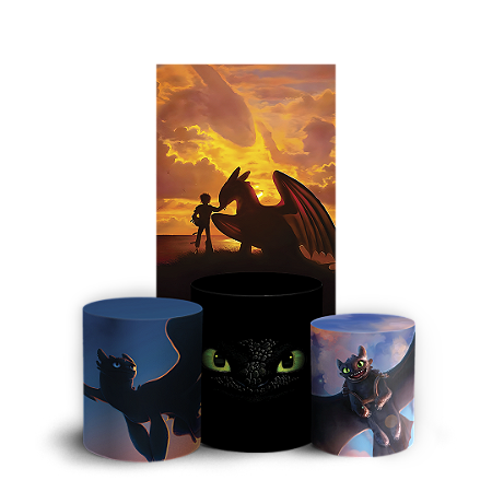 Capas Faixa Lateral e Trio Cilindro Sublimado Vest Facil - Como Treinar Seu Dragão