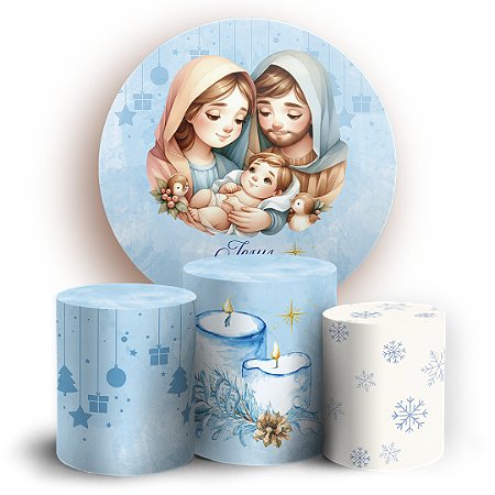 Capas Painel Redondo e Trio Cilindro Sublimado - Natal