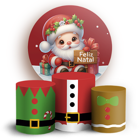 Capas Painel Redondo e Trio Cilindro Sublimado - Natal