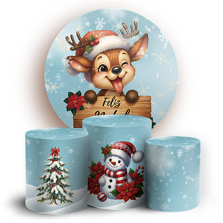 Capas Painel Redondo e Trio Cilindro Sublimado - Natal