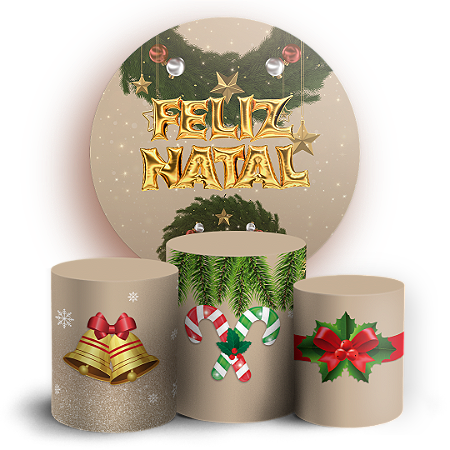 Capas Painel Redondo e Trio Cilindro Sublimado - Natal