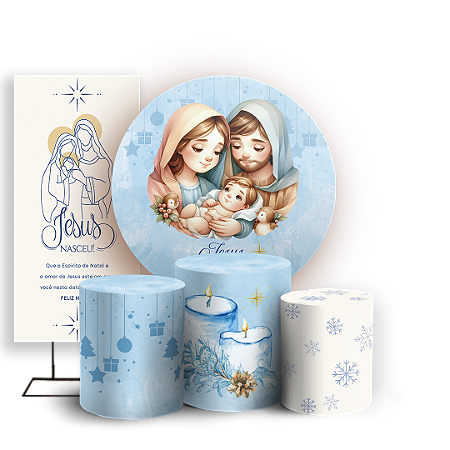 Capas Painel Redondo Trio Cilindro e Faixa Lateral Sublimado - Natal