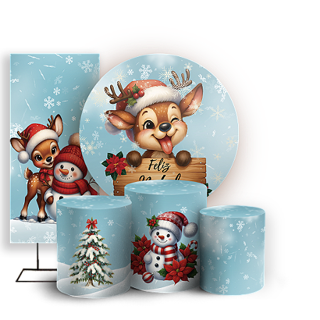 Capas Painel Redondo Trio Cilindro e Faixa Lateral Sublimado - Natal