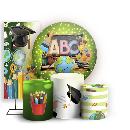 Capas Painel Redondo Trio Cilindro e Faixa Lateral Sublimado - Formatura Abc