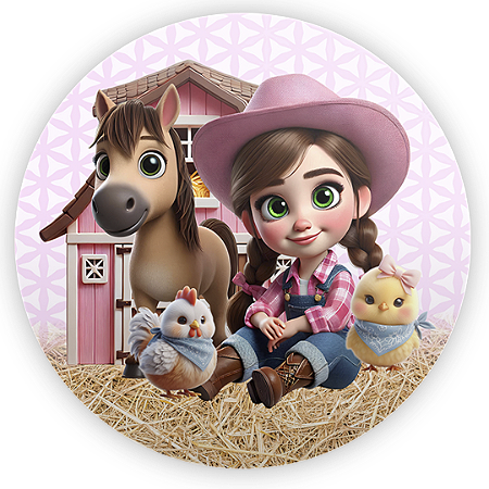 Painel Redondo Sublimado 3D - Fazendinha