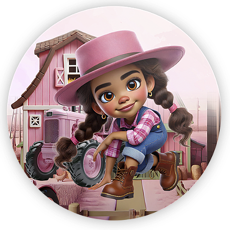 Painel Redondo Sublimado 3D - Fazendinha