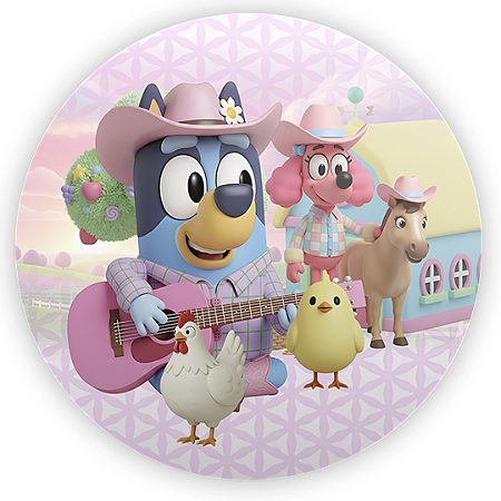 Capa Painel Redondo Sublimado - Bluey Fazendinha