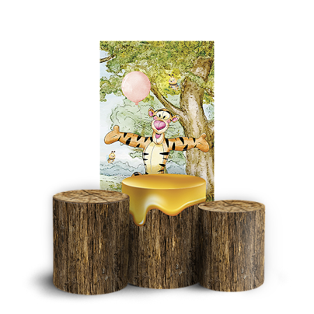 Capas Faixa Lateral e Trio Cilindro Sublimado Vest Facil - Ursinho Pooh