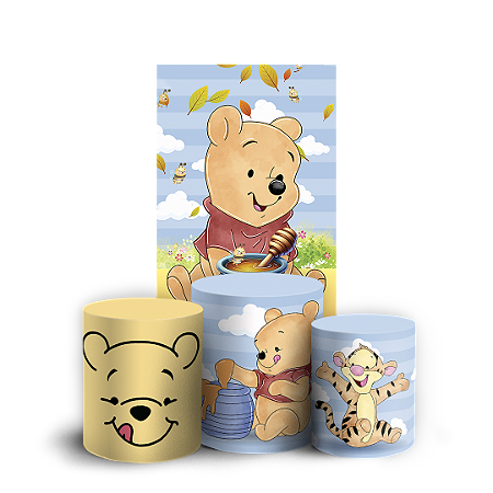 Capas Faixa Lateral e Trio Cilindro Sublimado Vest Facil - Ursinho Pooh