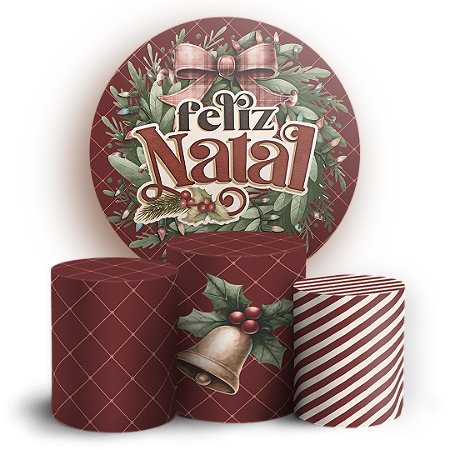 Capas Painel Redondo e Trio Cilindro Sublimado - Natal