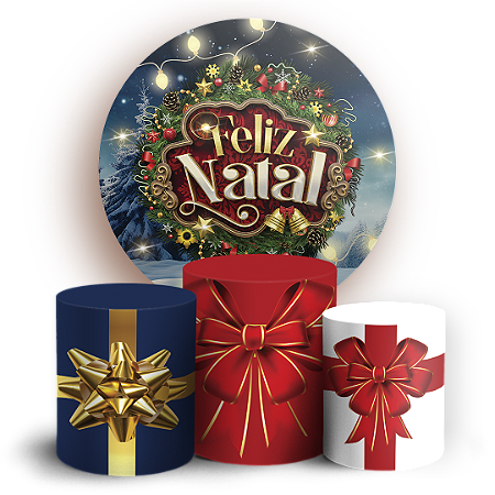 Capas Painel Redondo e Trio Cilindro Sublimado - Natal