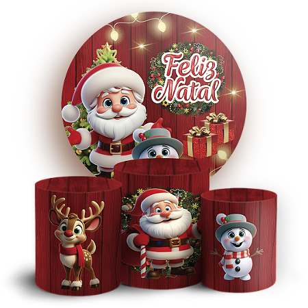 Capas Painel Redondo e Trio Cilindro Sublimado - Natal