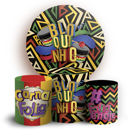 Capas Painel Redondo e Trio Cilindro Sublimado - Carnaval
