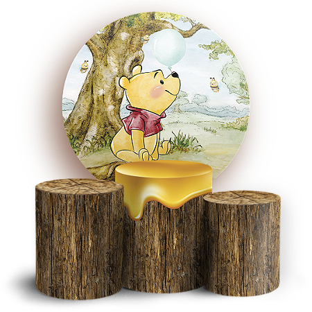 Capas Painel Redondo e Trio Cilindro Sublimado - Ursinho Pooh