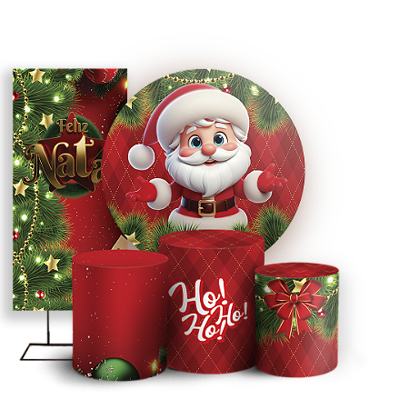 Capas Painel Redondo Trio Cilindro e Faixa Lateral Sublimado - Natal