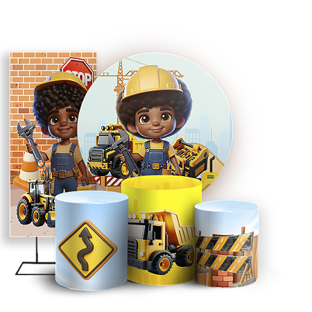 Capas Painel Redondo Trio Cilindro e Faixa Lateral Sublimado - Construção