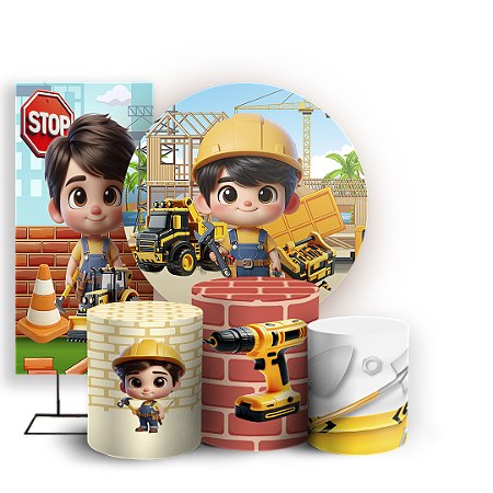 Capas Painel Redondo Trio Cilindro e Faixa Lateral Sublimado - Construção