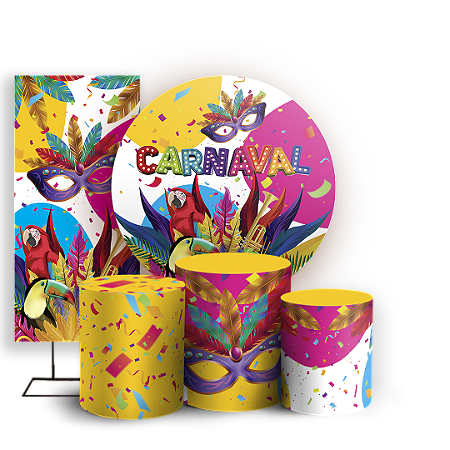 Capas Painel Redondo Trio Cilindro e Faixa Lateral Sublimado - Carnaval