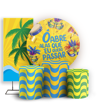 Capas Painel Redondo Trio Cilindro e Faixa Lateral Sublimado - Carnaval