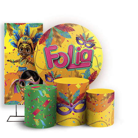 Capas Painel Redondo Trio Cilindro e Faixa Lateral Sublimado - Carnaval