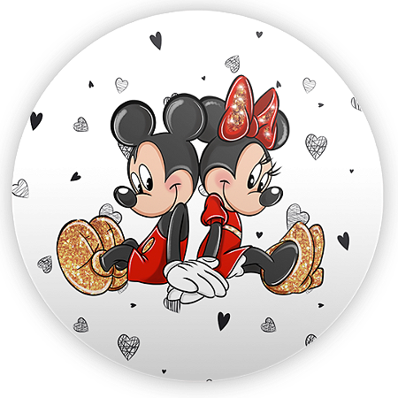 Capa Painel Redondo Sublimado - Mickey E Minnie